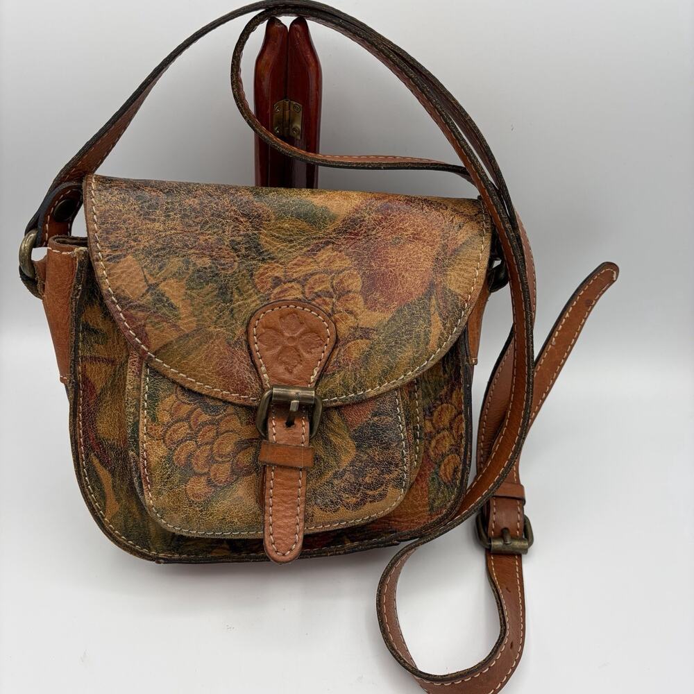 Patricia Nash Madley Leather Crossbody Bag Purse Floral Small Adjustable Strap